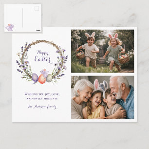 Postal Acuarela Pascua Lila Conejito 2 Foto