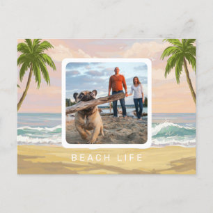 Postal Acuarela Pastel de la Vida de la Playa, 1 foto