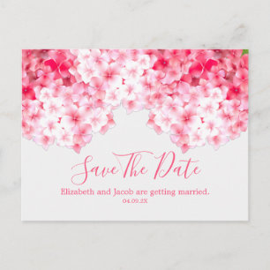 Postal Acuarela Pink Hydrangea Guardar la fecha