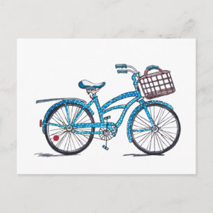 Postal Acuarela Polka Dot Bicle