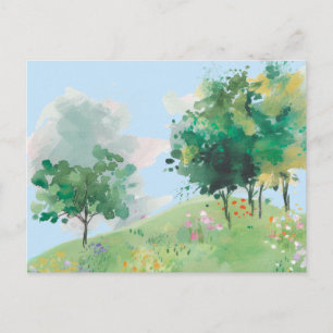 Postal Acuarela Primavera Dibujada a mano