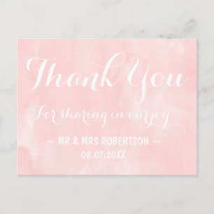 Postal Acuarela rosa rubia y moderna gracias