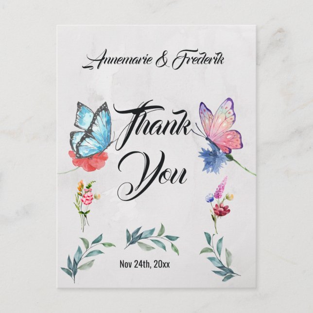 Postal Acuarela rosa y azul (Anverso)