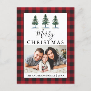 Postal Acuarela Rusa Pines Red Plaid Photo