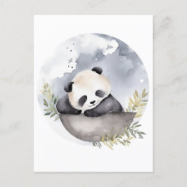 Postal Acuarela Sleepe Baby Panda Bear