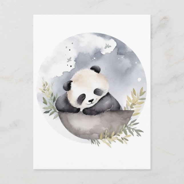 Postal Acuarela Sleepe Baby Panda Bear (Anverso)