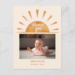 Postal Acuarela Sol Foto Personalizada de Bebé Regalo par