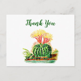 Postal Acuarela Suculento Cactus Floral Gracias
