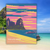 Acuarela Tailandia Beach Travel Art Deco