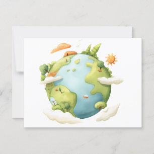 Postal Acuarela Tierra-Personalizado Tierra con Elemen de