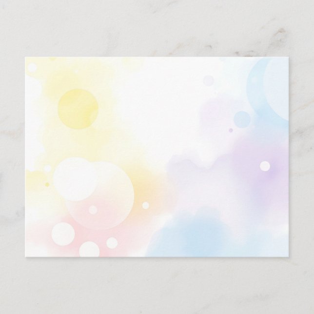 Postal Acuarela tranquilizadora con burbujas pastel (Anverso)