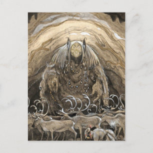 Postal Acuarela "Trolls y Caribou" de John Bauer