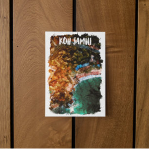 Postal Acuarela tropical Koh Samui tailandia