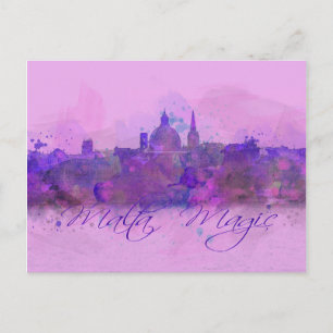 Postal Acuarela Violeta de Malta