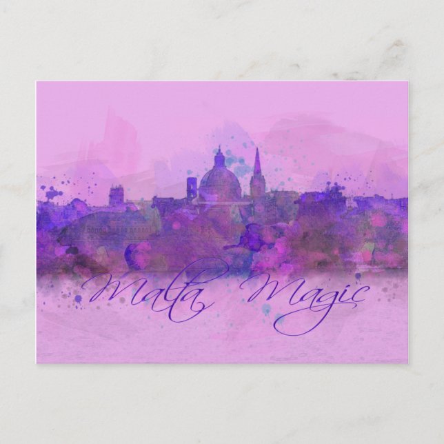Postal Acuarela Violeta de Malta (Anverso)