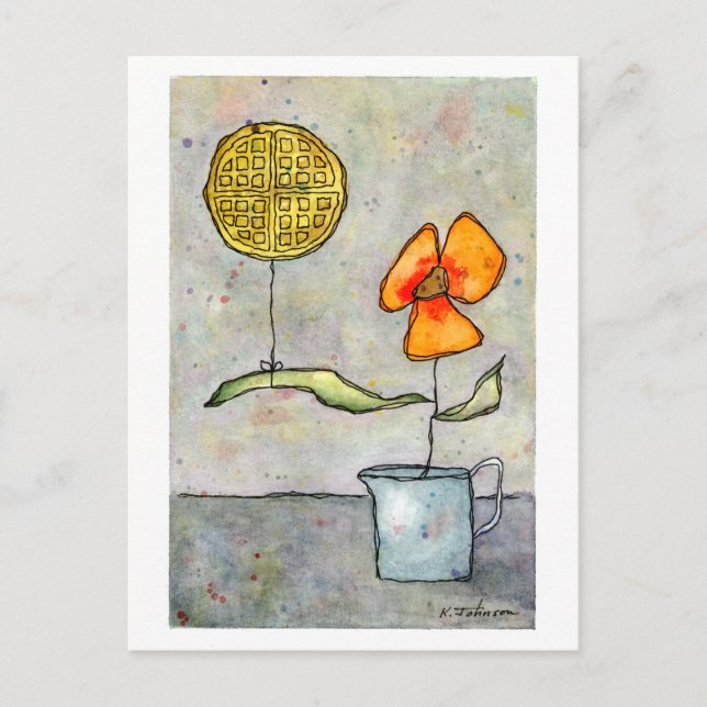 Postal acuarela "Waffelluftballon" (Anverso)