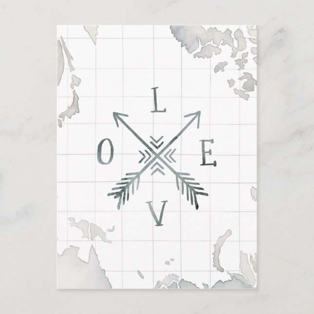 Postal Acuarela Wanderlust Adventure III | Amor (Anverso)