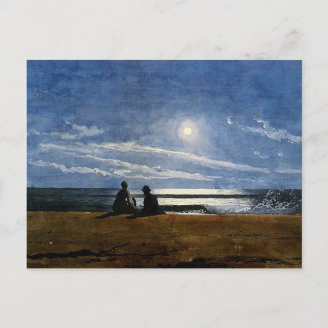 Postal acuarela Winslow Homer, luz de luna (Anverso)