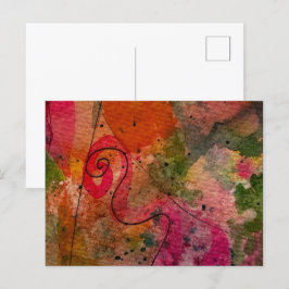 Postal acuarela Y Tinta Resumen Arte De Pintura De Bonito