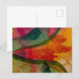 Postal Acuarela Y Tinta Resumen Arte Expressionista