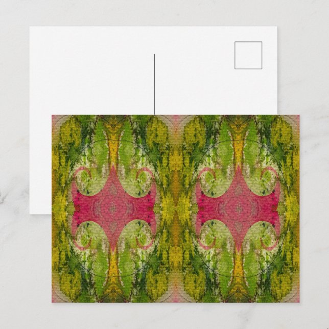 Postal Acuarela Y Tinta Resumen Arte Impresionante (Anverso / Reverso)