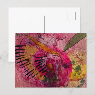 Postal Acuarela Y Tinta Resumen Hermoso Arte De Pintura