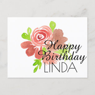 Postal Acuarelas Florales Pintadas a Mano Feliz Cumpleaño