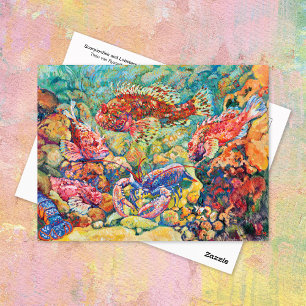 Postal Acuario de langostas de escorpión Théo Rysselbergh