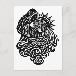 Postal Acuario Portador de Agua — Zodiaco Nudo Celta
