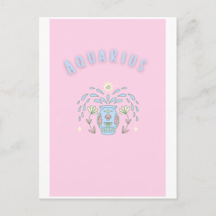 Postal Acuario rosa, impresión de signo zodiacal, signo e