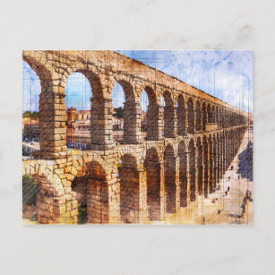 Postal Acueducto romano, Segovia. España.