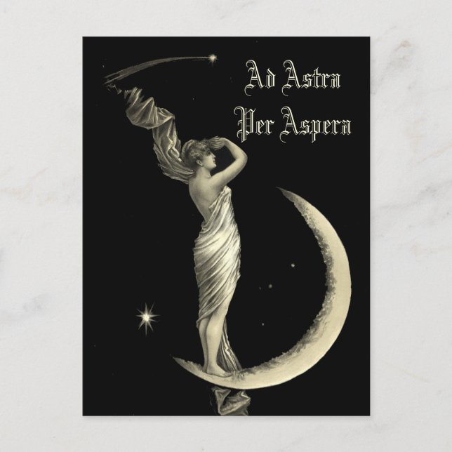 Postal Ad Astra Woman On Crescent Moon Print (Anverso)
