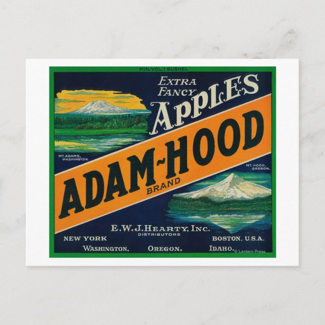Postal Adam-Hood Apple Crate LabelHood River, OR (Anverso)