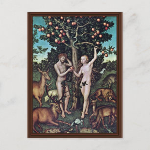 Postal Adam Y Eve De Cranach D. No. Lucas (mejor calidad)