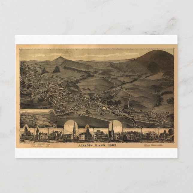 Postal Adams, Massachusetts en 1882 (Anverso)