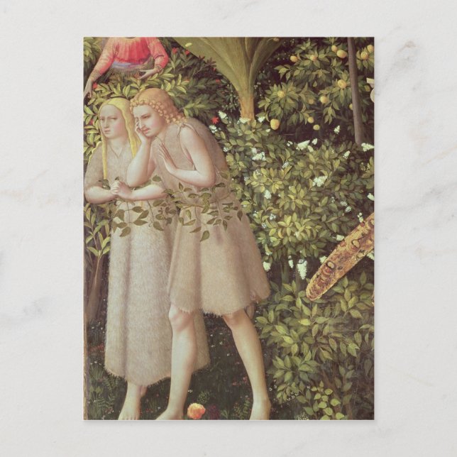 Postal Adán y Eva expulsados del paraíso (Anverso)