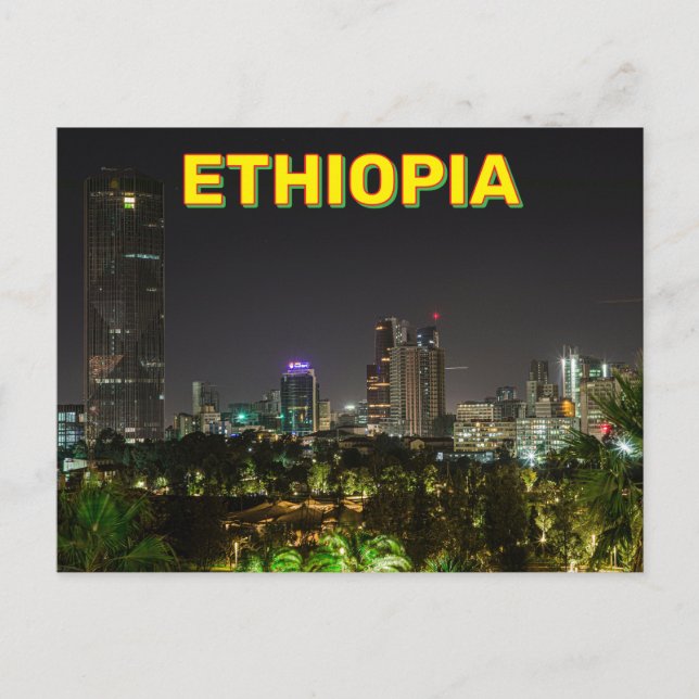 Postal Addis Abeba, Etiopía de noche (Anverso)