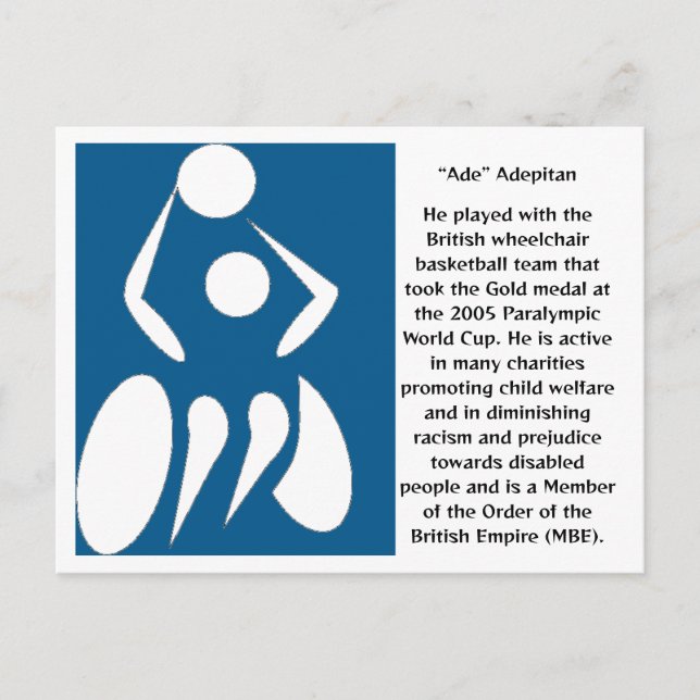 Postal Ade Adepitan, jugador de baloncesto en silla de ru (Anverso)