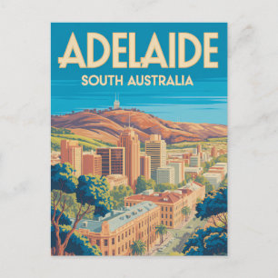 Postal Adelaide Australia Ilustración Arte de Viaje Vinta
