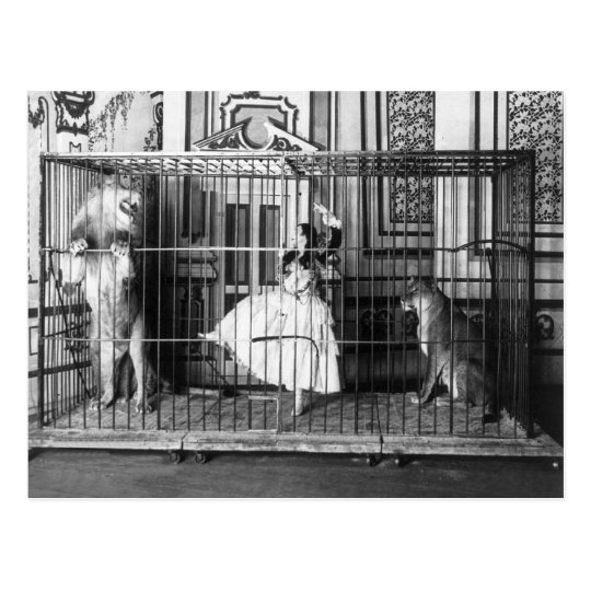 Postal Adgie y ella entrenaron al circo 1897 del vintage