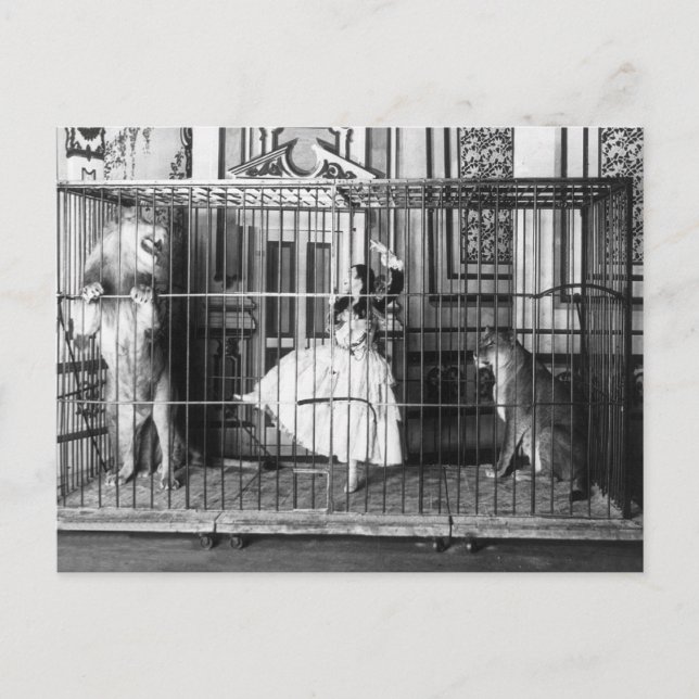 Postal Adgie y sus leones entrenados 1897 (Anverso)