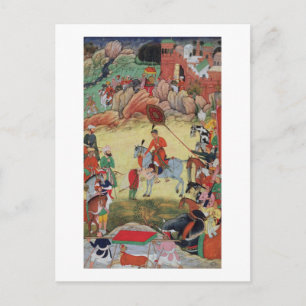 Postal Adham Khan que paga homenaje a Akbar en Sarangpur,