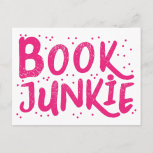 Postal adicto al libro en rosa