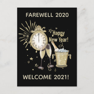 Postal Adiós 2020 Bienvenida al Oro de Año Nuevo 2021