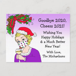 Postal Adiós 2020 Navidades Humor gracioso retro