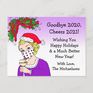 Postal Adiós 2020 Navidades Humor gracioso retro