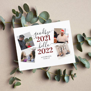 Postal Adiós 2021 Hola 2022 Caligrafía Foto Año Nuevo