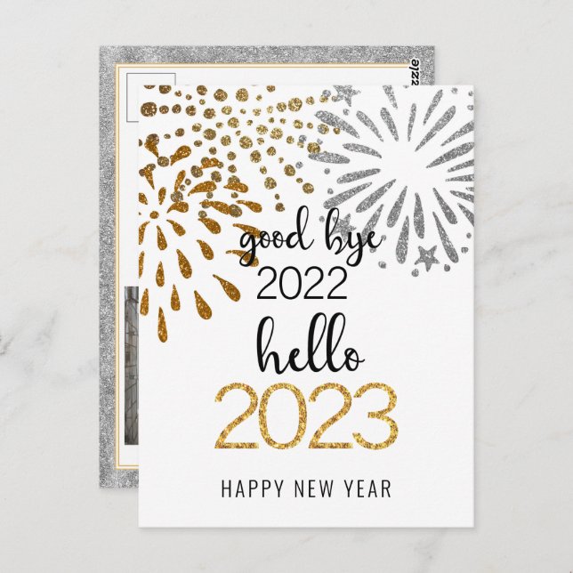 Postal Adiós 2022 Hello 2023 Business Festive Firework (Anverso / Reverso)