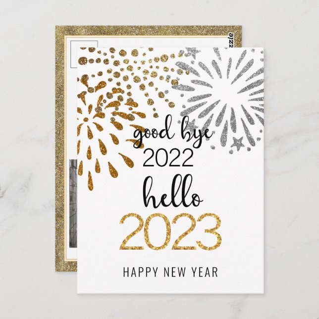 Postal Adiós 2022 Hello 2023 Business Festive Firework (Anverso / Reverso)