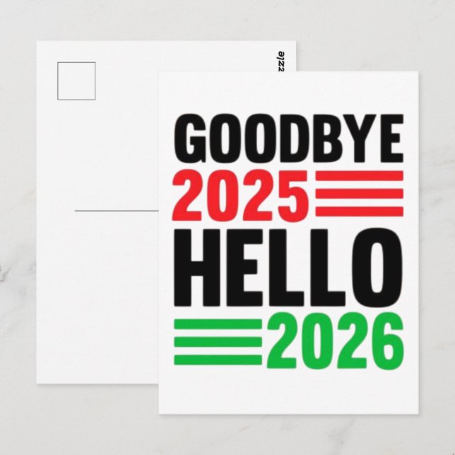 Postal Adiós 2025 Hola 2026 - Celebrando una nueva estrel (Anverso / Reverso)